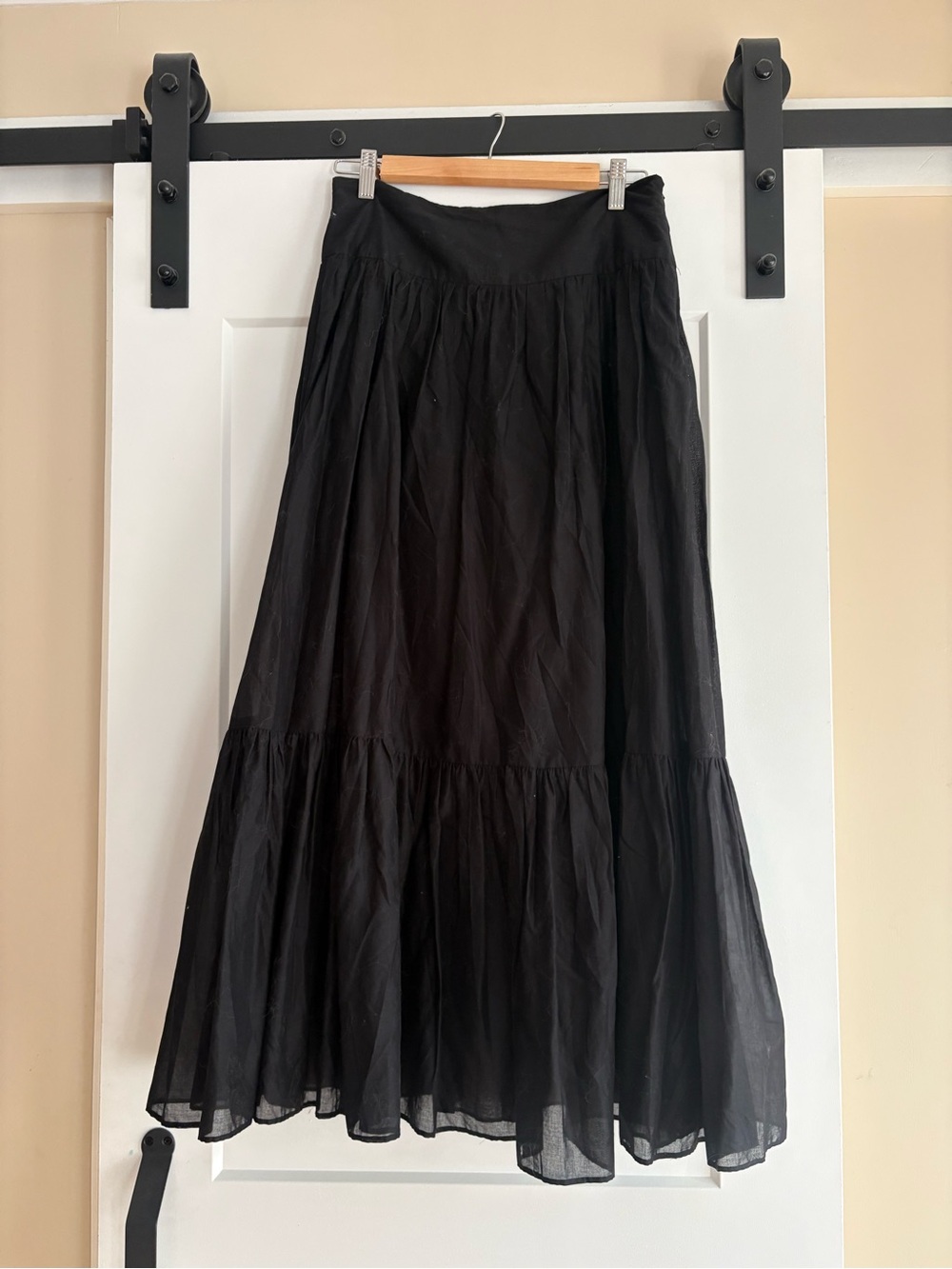 Brooks Brothers 100% cotton Women's Black Tiered Maxi Skirt